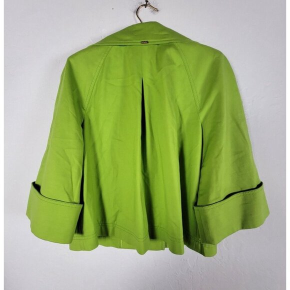 St. John Women Double Breasted Coat Blazer Jacket Medium Green 3/4 Sleeve Career - Picture 2 of 8